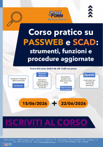 CORSO PRATICO SU PASSWEB E SCAD